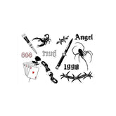 Poker Letters Spider Waterproof Temporary Tattoo Sticker